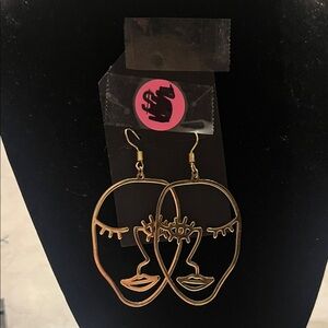 Gold Face Outline Earrings